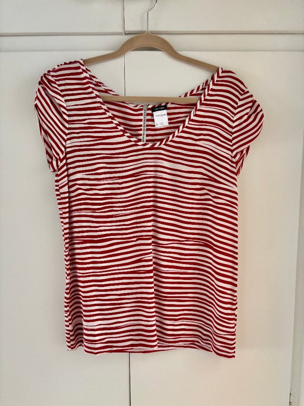 Tufi Duek 100% Silk Striped Top Size 42 (8-10)